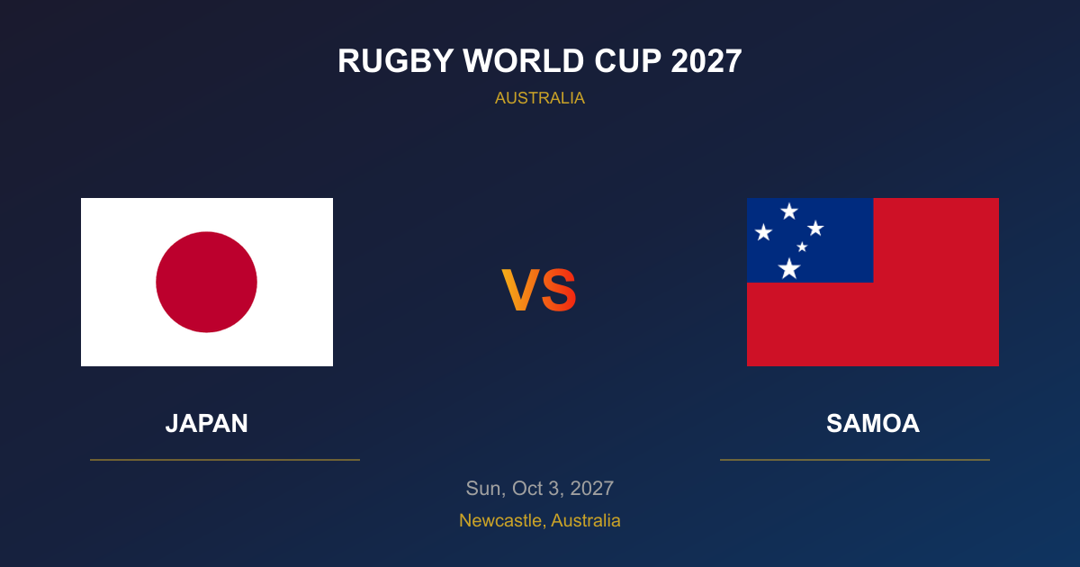Japan vs Samoa Tickets - Rugby World Cup 2027 Newcastle