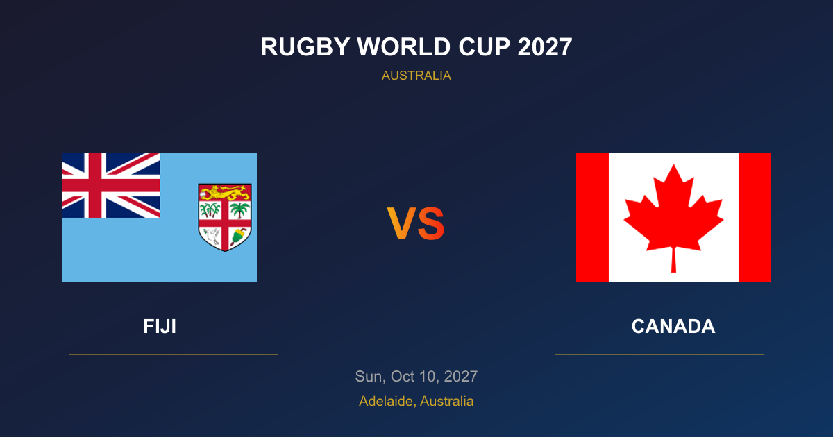 Fiji vs Canada Tickets - Rugby World Cup 2027 Adelaide