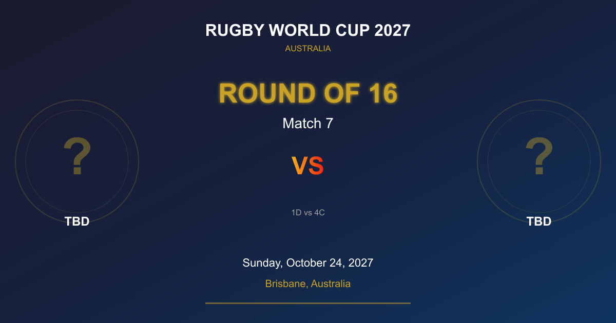 Rugby World Cup 2027 Round of 16 Match 7 Tickets | Brisbane