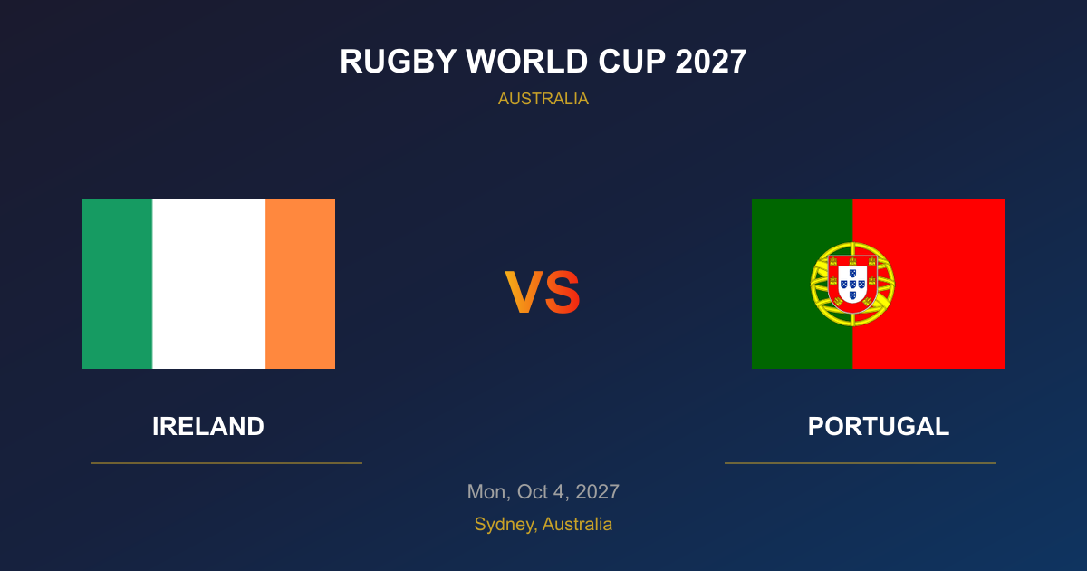 Ireland vs Portugal Tickets - Rugby World Cup 2027 Sydney