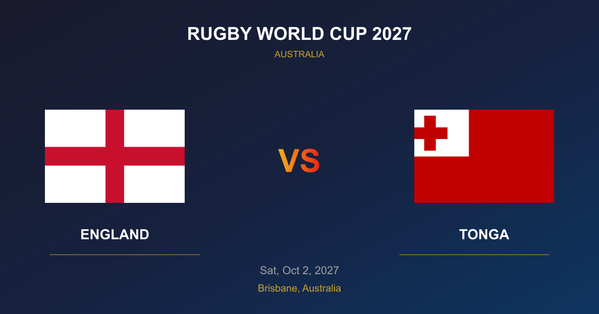 England vs Tonga Tickets - Rugby World Cup 2027 Brisbane