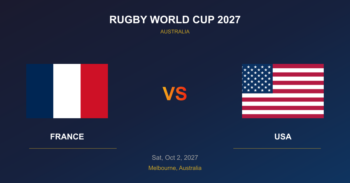 France vs USA Tickets - Rugby World Cup 2027 Melbourne