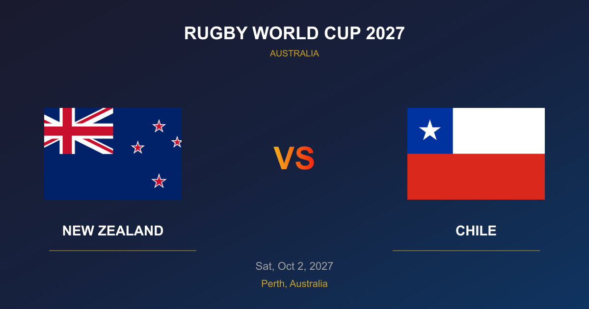 New Zealand vs Chile Tickets - Rugby World Cup 2027 Perth