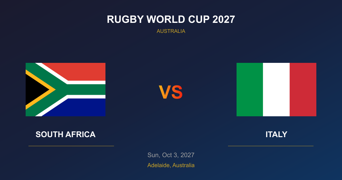 South Africa vs Italy Tickets - Rugby World Cup 2027 Adelaide
