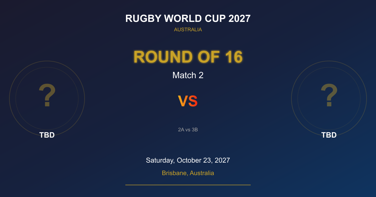 Rugby World Cup 2027 Round of 16 Match 2 Tickets | Brisbane