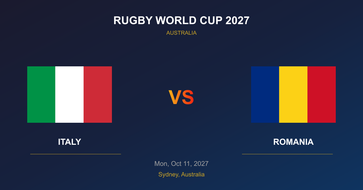 Italy vs Romania Tickets - Rugby World Cup 2027 Sydney