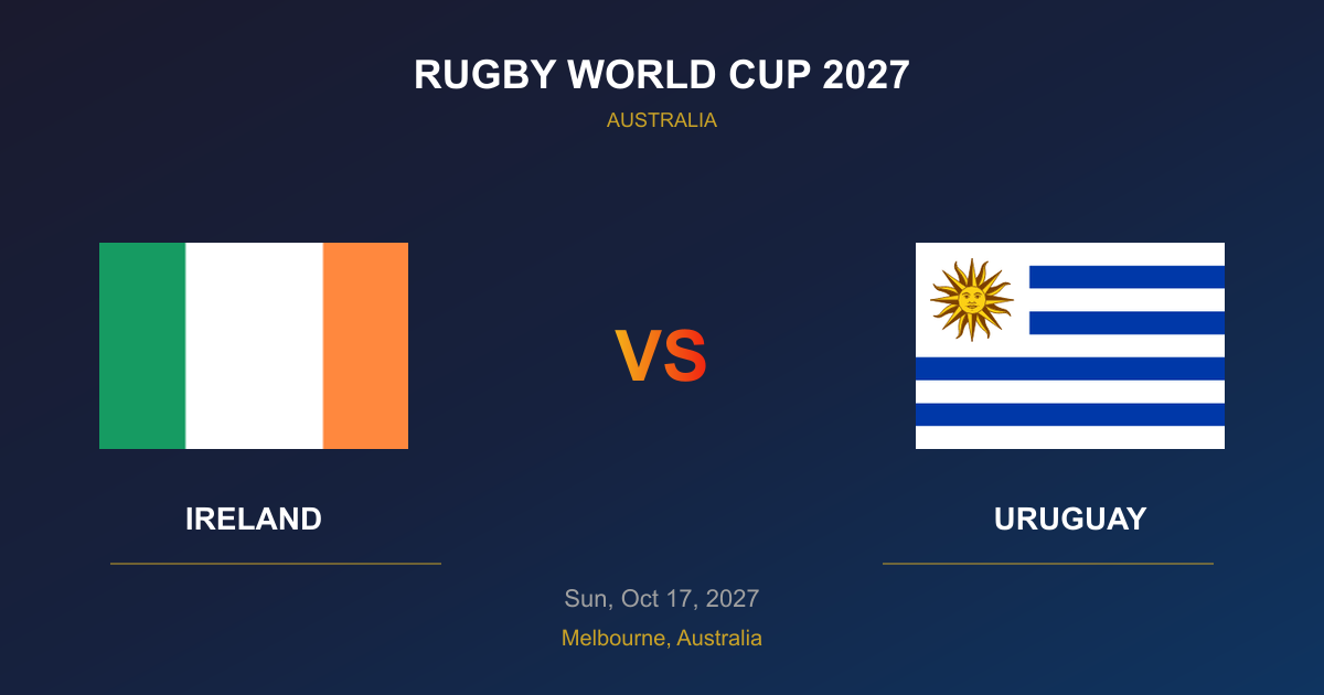 Ireland vs Uruguay Tickets - Rugby World Cup 2027 Melbourne