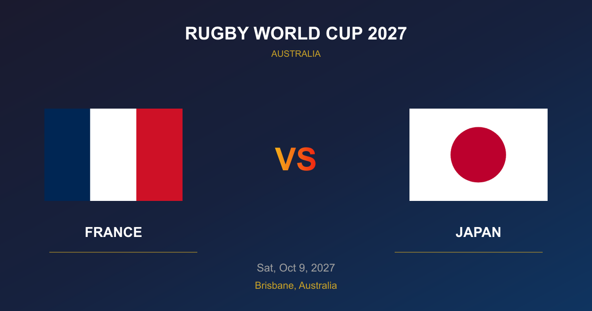 France vs Japan Tickets - Rugby World Cup 2027 Brisbane