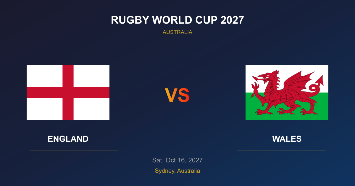 England vs Wales Tickets - Rugby World Cup 2027 Sydney